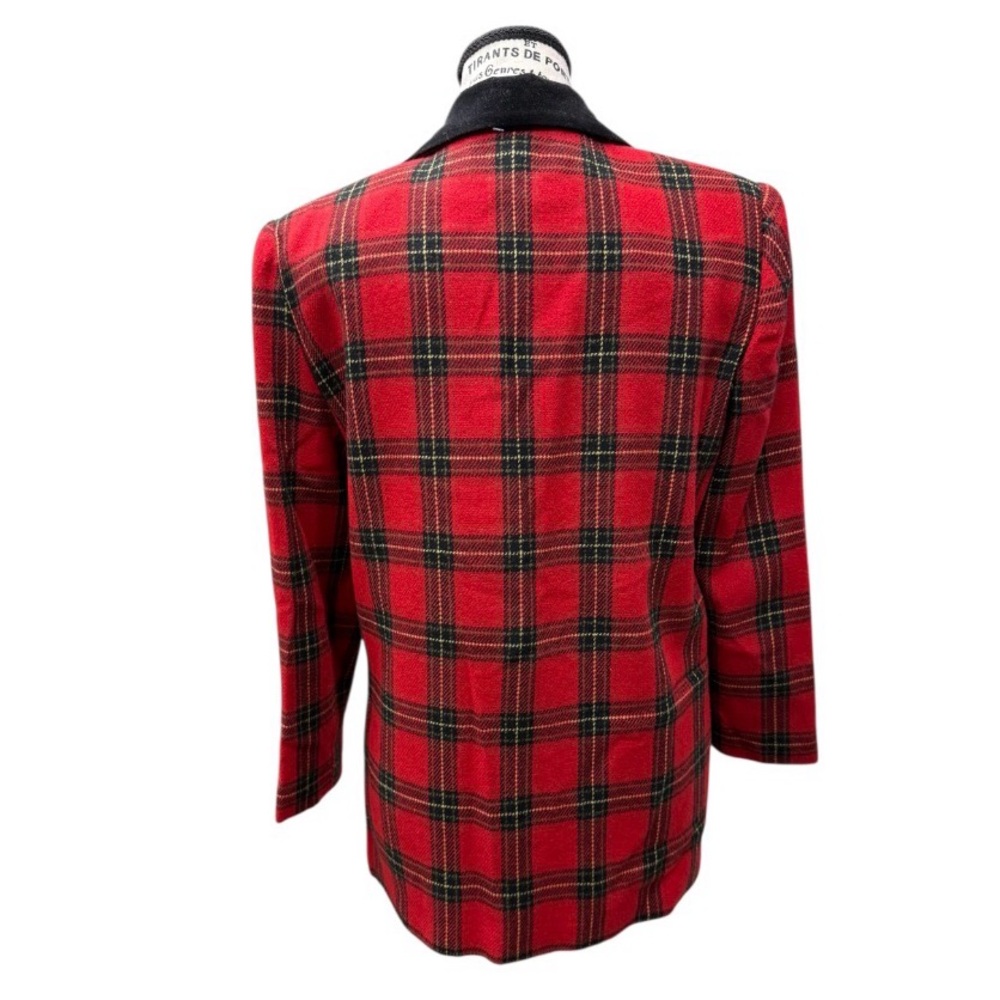 Sag Harbor Vintage Red Plaid Women's Wool Blend Blazer - Picture 4 of 9